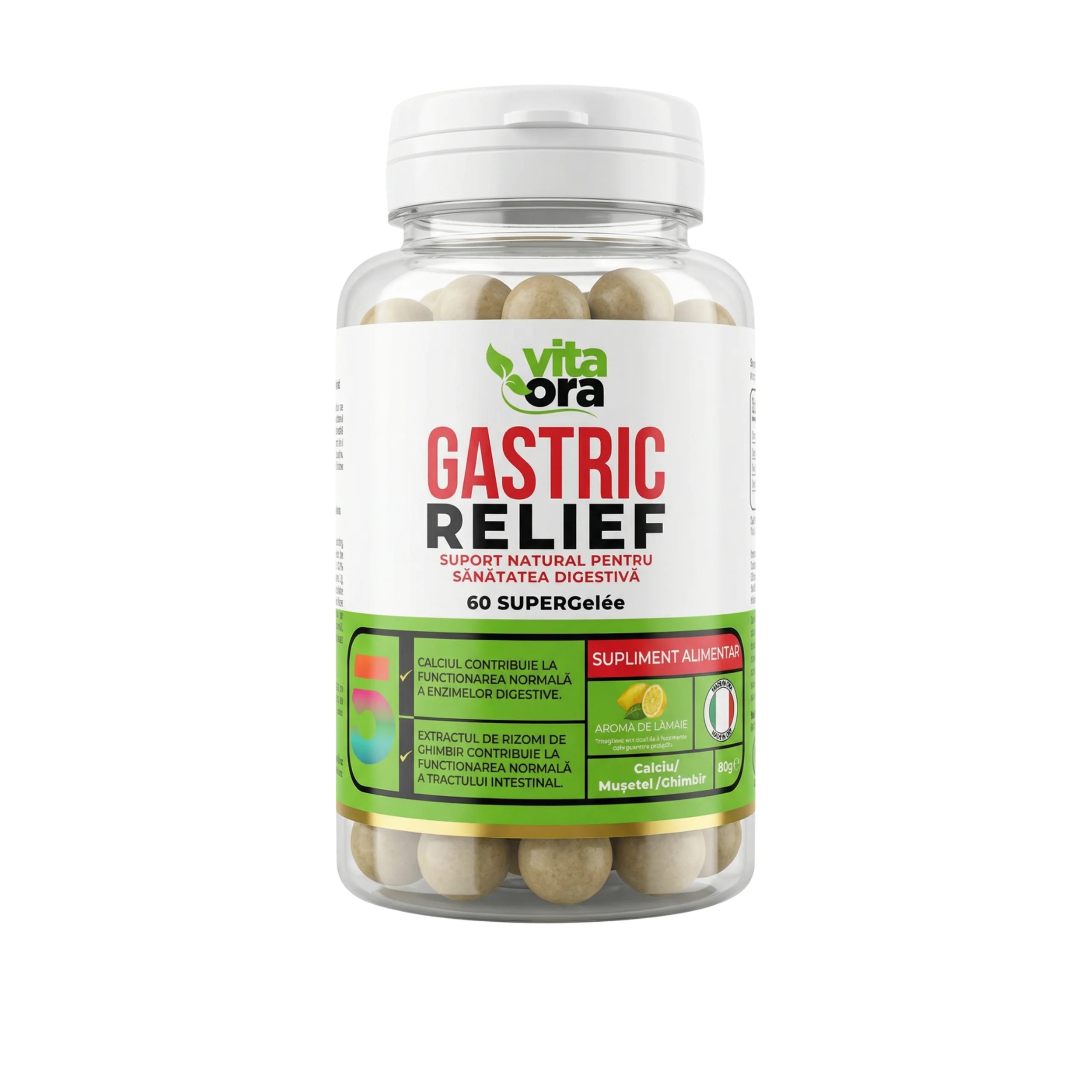 Digestie Ușoară - Susține Confortul Gastric, Îmbunătățește Digestia, Echilibrează Aciditatea, Reduce Balonarea - Tehnologie SuperGelée Vita Ora