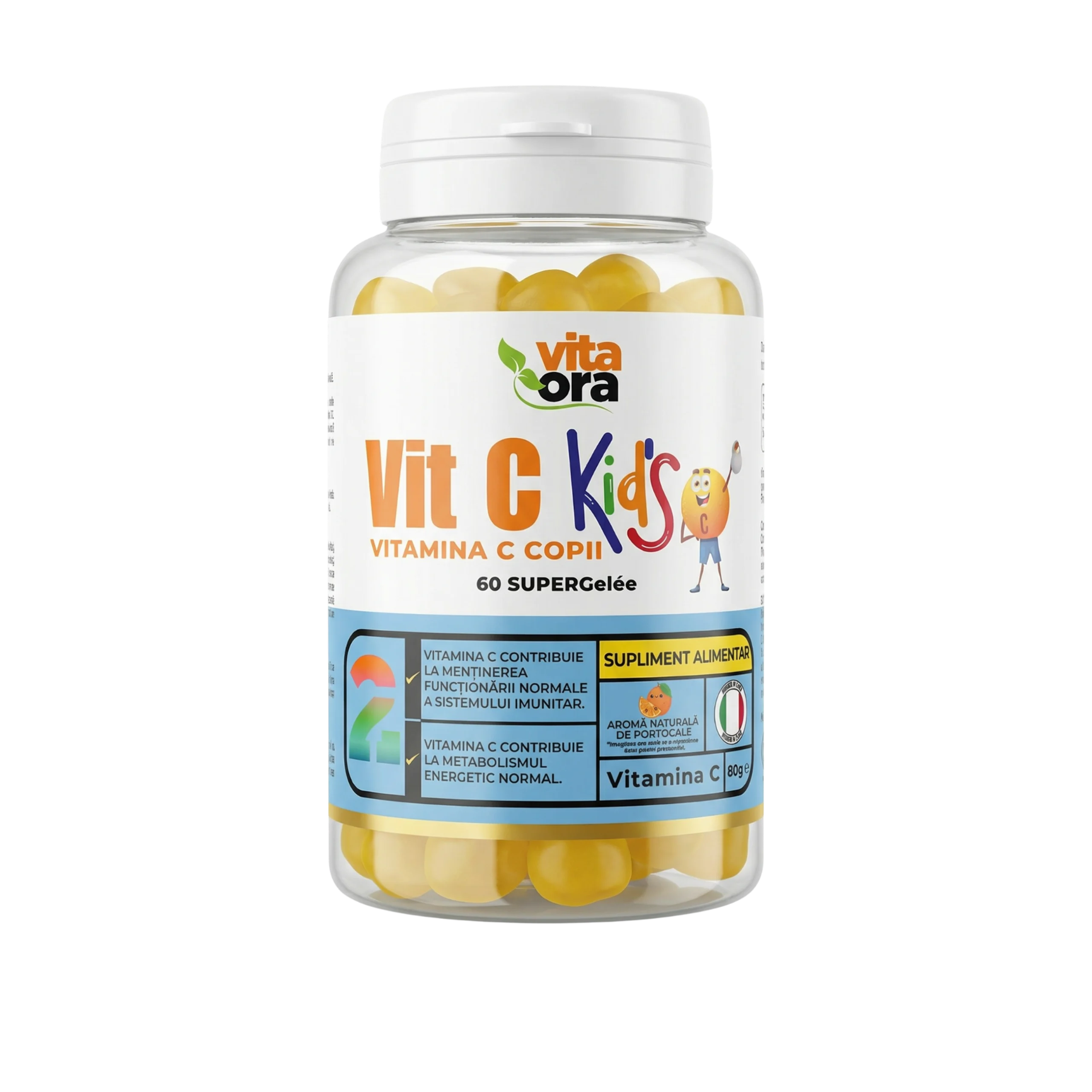 Vitamina C Copii - Vitamina C, Esentială pentru Imunitate Puternicã, Crestere Sănătoasă și Protectie Antioxidantă - Tehnologie SuperGelée Vita Ora