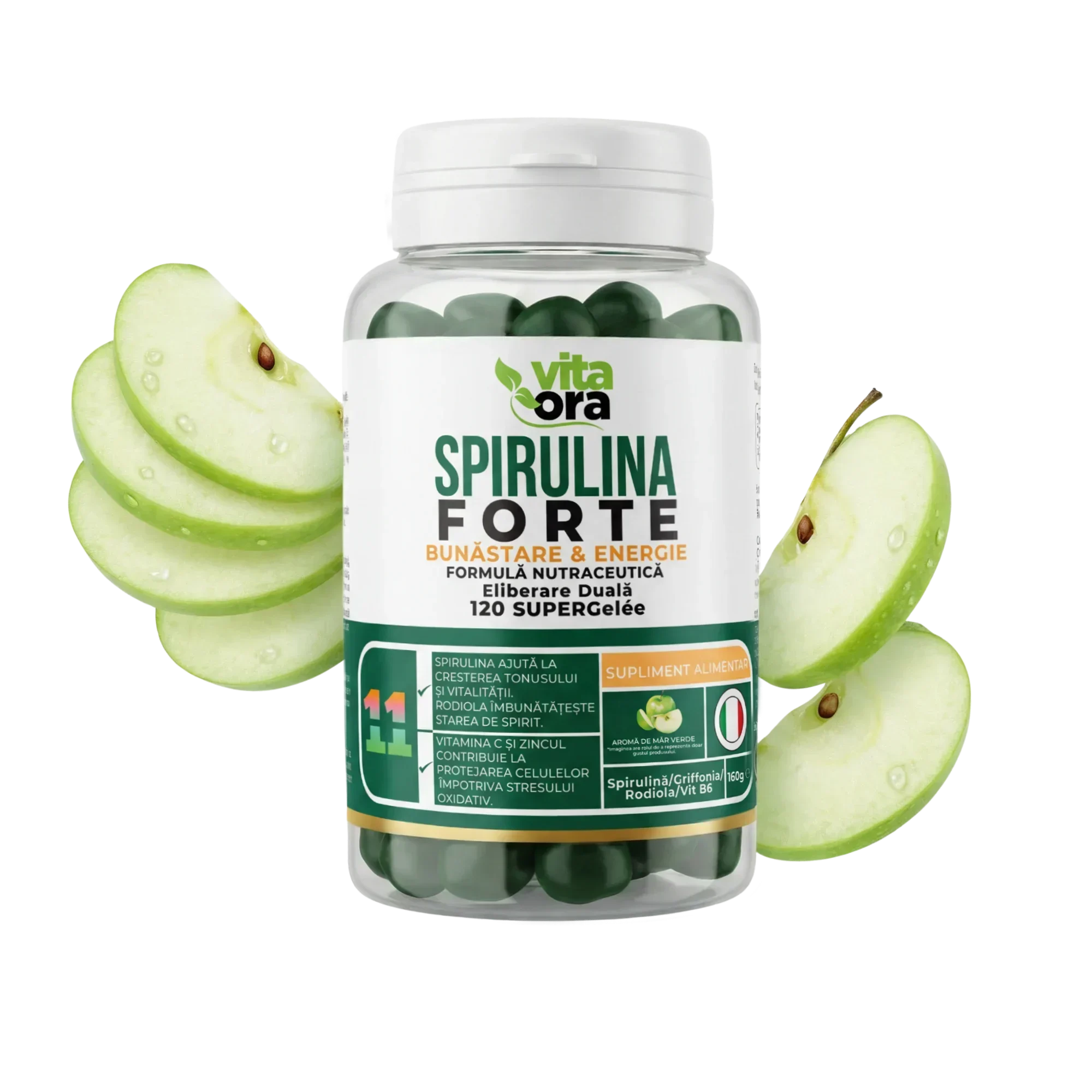 Spirulina Forte SUPERGelée - Suport pentru Energie și Stare de Bine - Tehnologie Supergelée, Vita Ora 1 Cutie - Vita Ora - imagine 3