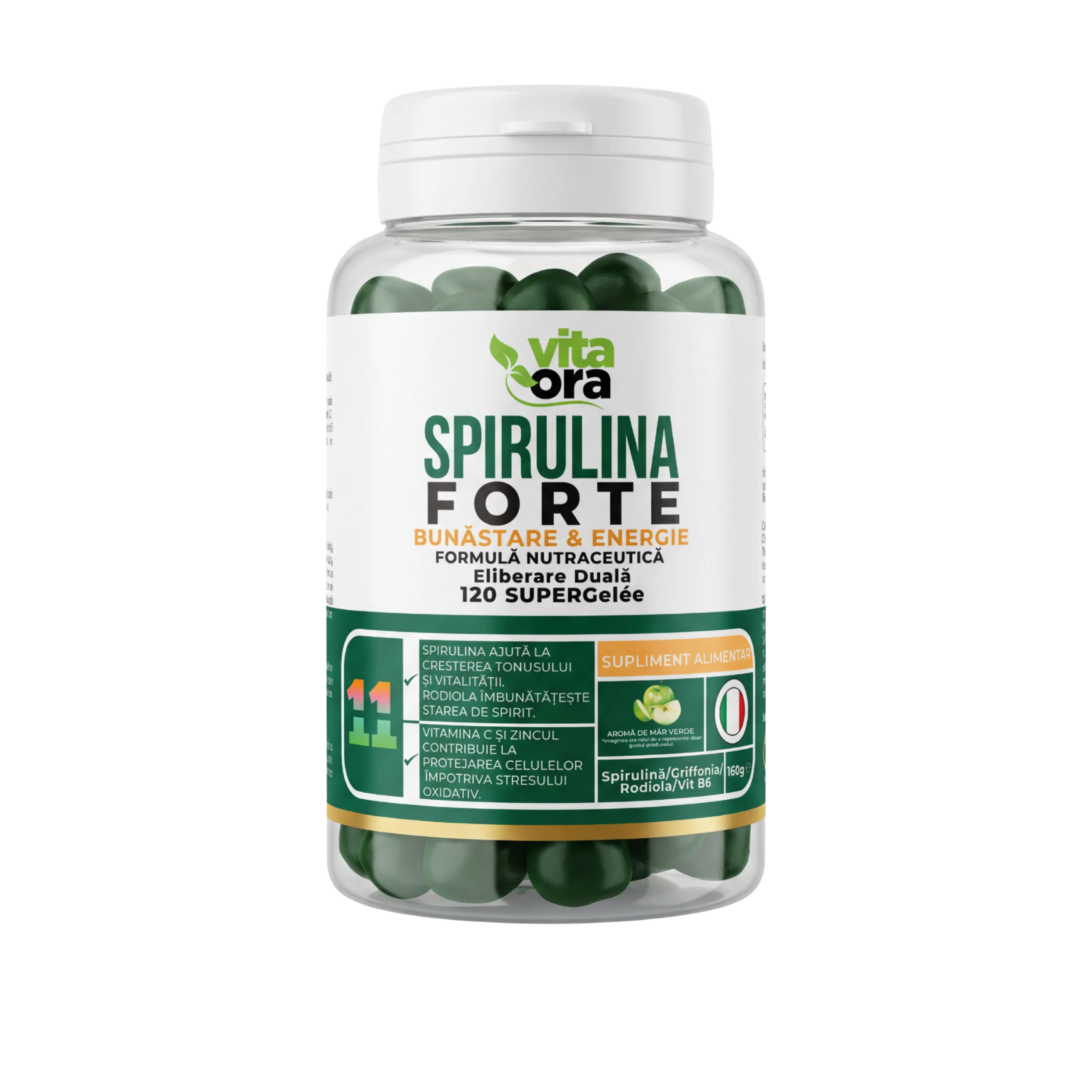 Spirulina Forte SUPERGelée - Suport pentru Energie și Stare de Bine - Tehnologie Supergelée, Vita Ora