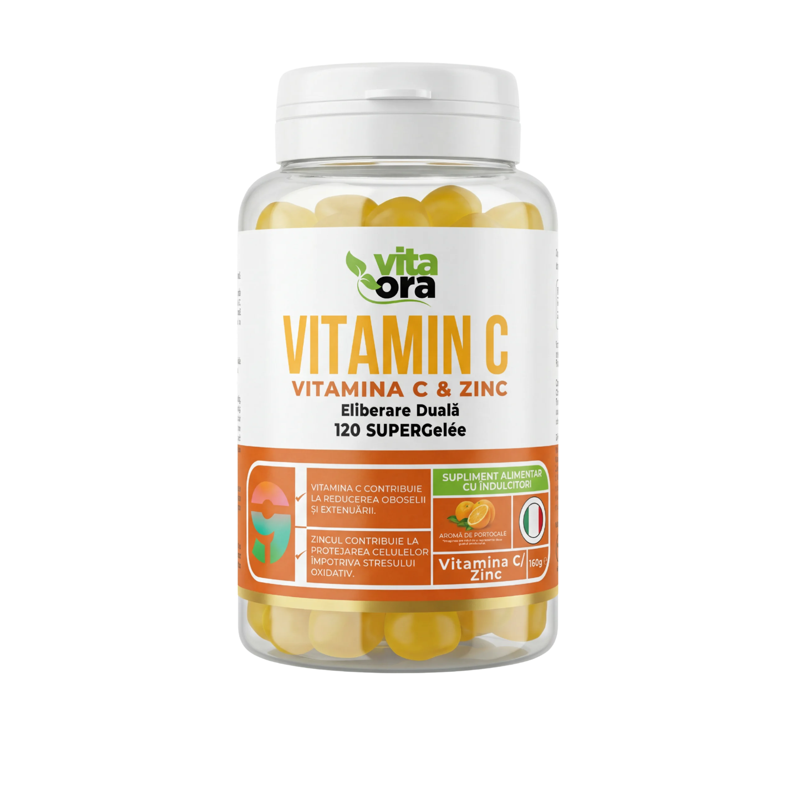 Vitamina C & Zinc SUPERGelée - Supliment pentru Imunitate și Energie Zilnică (Adulți), Tehnologia Supergelée Vita Ora