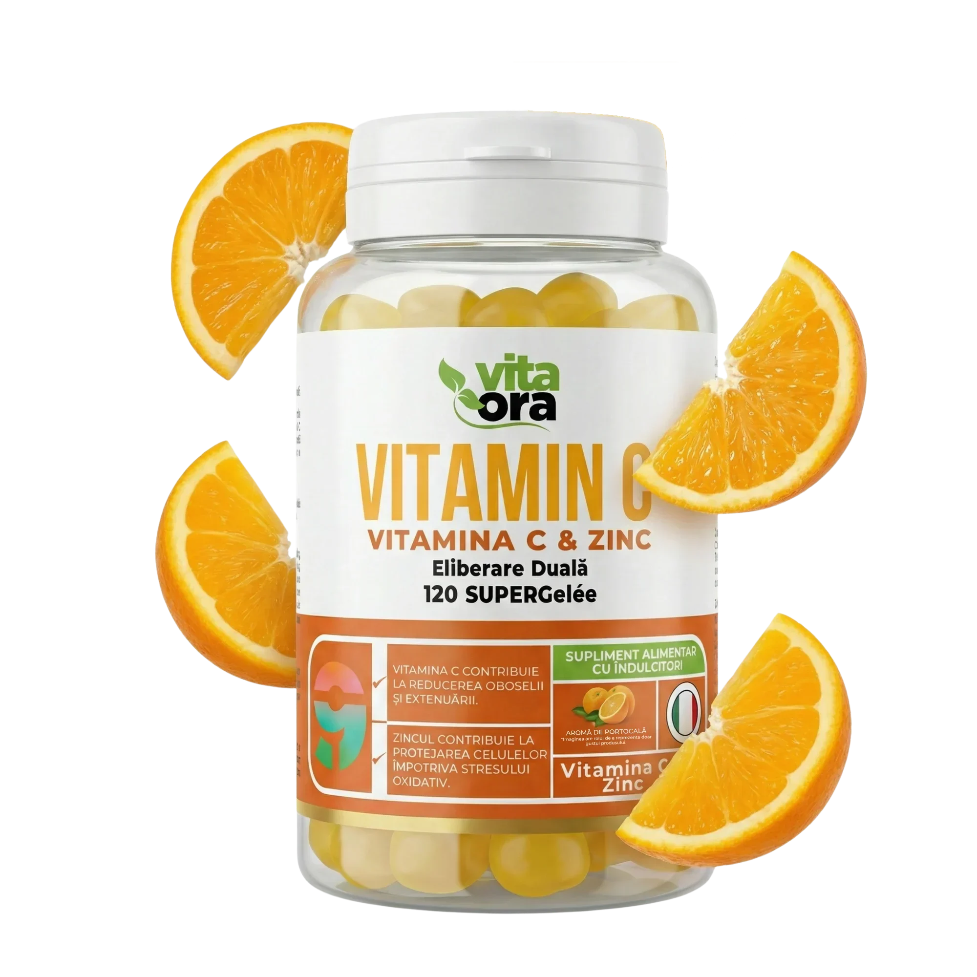 Vitamina C &amp; Zinc SUPERGelée - Supliment pentru Imunitate și Energie Zilnică (Adulți), Tehnologia Supergelée Vita Ora 1 Cutie - Vita Ora - imagine 3