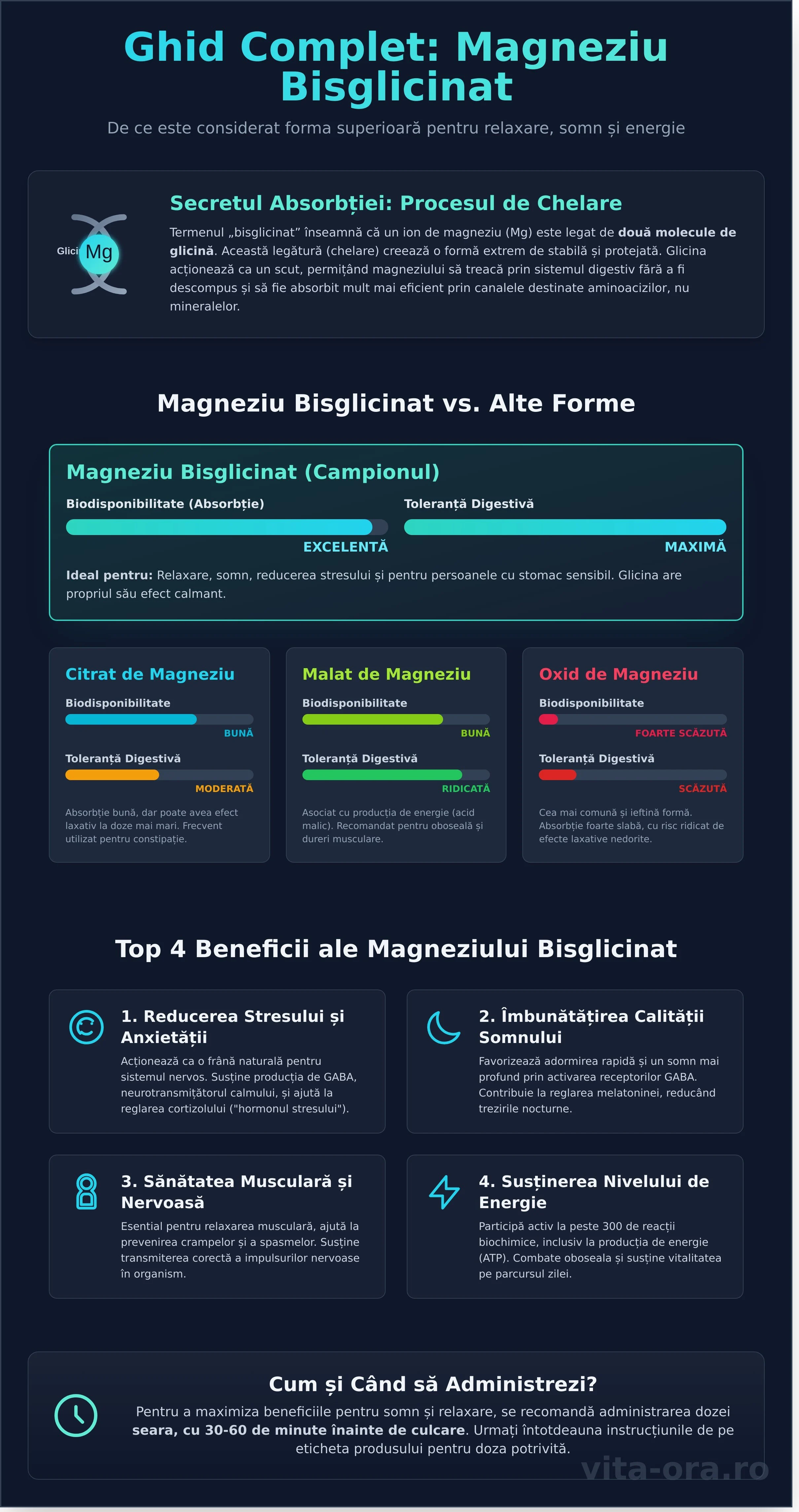 Magneziu Bisglicinat: Ghid Complet pentru Relaxare, Somn și Energie