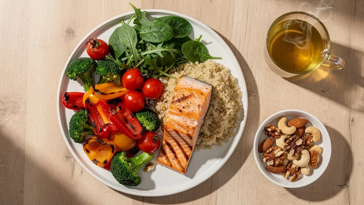 Masă echilibrată cu alimente bogate în antioxidanți