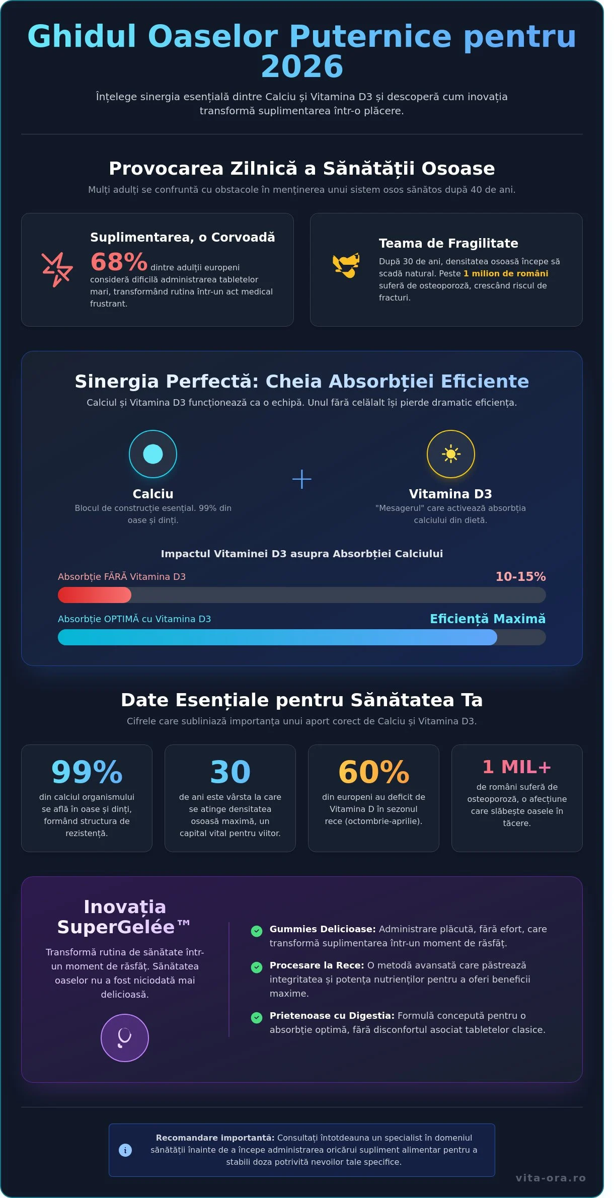 Calciu și vitamina D3 pentru oase puternice: Ghid complet de sănătate în 2026