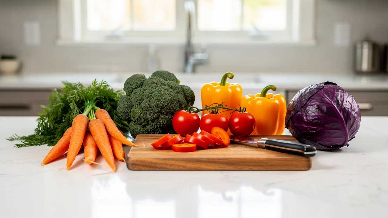 Legume și fructe colorate bogate în vitamine esențiale